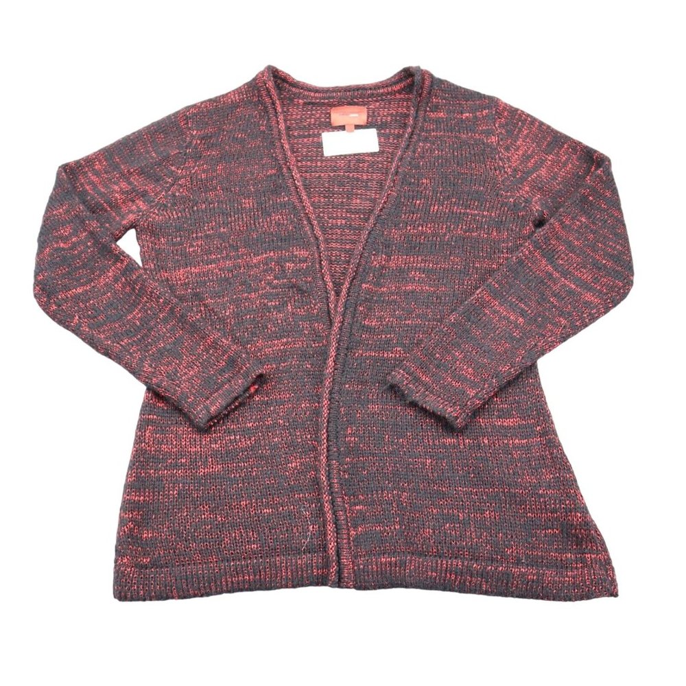 Narciso Rodriguez Sweater Womens L Red Rose Combo Cardigan Open Front Knit